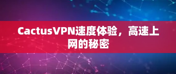 CactusVPN速度体验,高速上网的秘密 CactusVPN速度体验,高速上网的秘密
