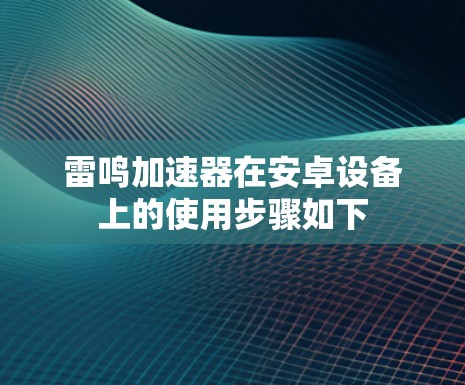 雷鸣加速器在安卓设备上的使用步骤如下 雷鸣加速器在安卓设备上的使用步骤如下